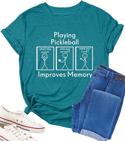 قمصان Pickleball للسيدات، قمصان لاعب Pickleball، قمصان الجيم، قمصان مضحكة غير رسمية، هدية لمحبي الفريق، بأكمام قصيرة، تي شيرت in Saudi Arabia