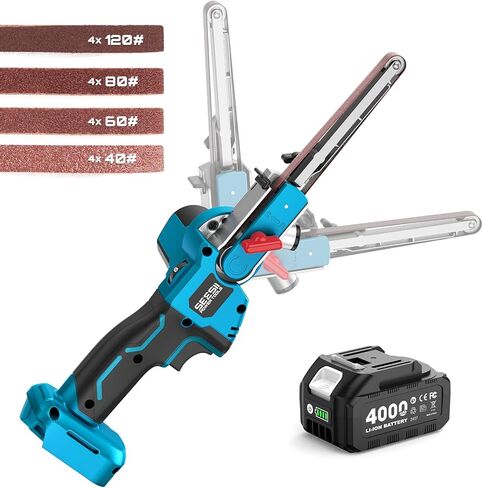 Seesii Cordless Belt Sander 1/2" x 18", 6 Speeds Max 1700 FT/Min, with 2 * 2.0Ah Battery, Charger, Hand Held Belt Sander for Metal Working, Wood, Plastic, Auto Grinding in Saudi Arabia