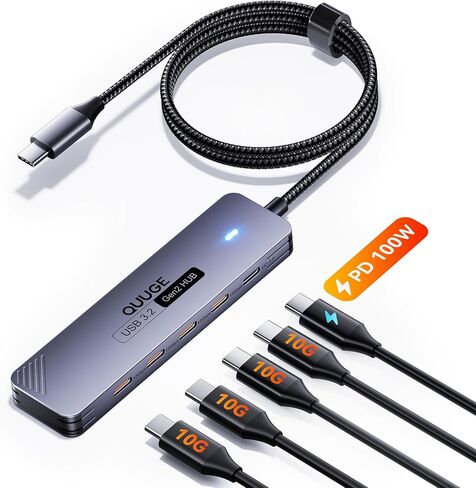 موزع USB 3.0، مقسم USB QUUGE بـ 4 منافذ للكمبيوتر المحمول [كابل 4 أقدام]، موسع USB-A متعدد المنافذ مع طاقة صغيرة [نقل سريع للبيانات] متوافق مع لوحة المفاتيح، الماوس، محرك الأقراص الصلبة المحمول، محرك فلاش، كمبيوتر الطابعة in Kuwait