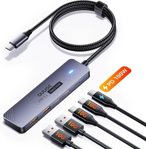 موزع USB 3.0، مقسم USB QUUGE بـ 4 منافذ للكمبيوتر المحمول [كابل 4 أقدام]، موسع USB-A متعدد المنافذ مع طاقة صغيرة [نقل سريع للبيانات] متوافق مع لوحة المفاتيح، الماوس، محرك الأقراص الصلبة المحمول، محرك فلاش، كمبيوتر الطابعة in Kuwait