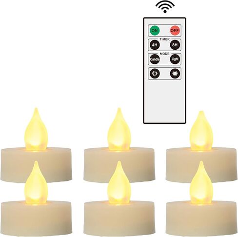 iZAN 6 PCS Flameless LED Battery Operated Tealight Candles with Remote and Timer Flickering Electric Decorative Tea Lights for Christmas Home Party Wedding Decorations 1.5"x1.6" Batteries Included in Saudi Arabia