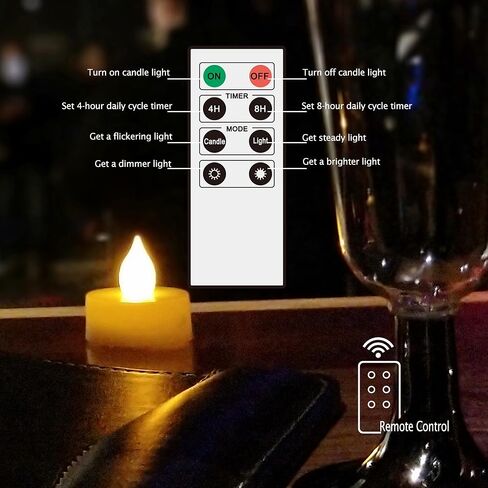 iZAN 6 PCS Flameless LED Battery Operated Tealight Candles with Remote and Timer Flickering Electric Decorative Tea Lights for Christmas Home Party Wedding Decorations 1.5"x1.6" Batteries Included in Saudi Arabia
