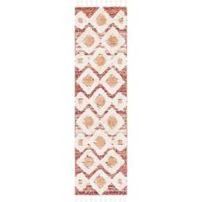 سجادة SAFAVIEH مجموعة شرابة مغربية Shag - 2'3" x 8'، الصدأ والعاج، تصميم بوهو، لا يتساقط ويسهل العناية به، سمك 2 بوصة مثالي للمناطق ذات حركة المرور العالية في غرفة المعيشة وغرفة النوم (MTS664P) in Kuwait