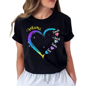 قمصان LOVELYPOD المخصصة لعيد الأم - تي شيرت بلون الجدة على شكل قلب، تي شيرت كاجوال برسومات S-4XL in Kuwait
