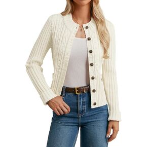GRACE KARIN Women Cable Knit Cardigan Sweaters Cropped Crewneck Long Sleeve Sweater Jacket Button Up Knit Jackets 2025 in Kuwait