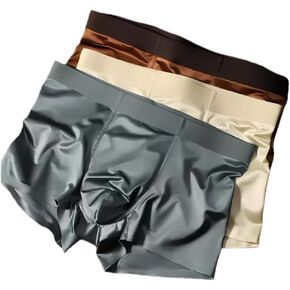 Linyanhymz Satin-like Ice Silk Men's Panties Both Sides Breathable Mesh Boxer Briefs,Seamless Comfortable Underpants in Saudi Arabia