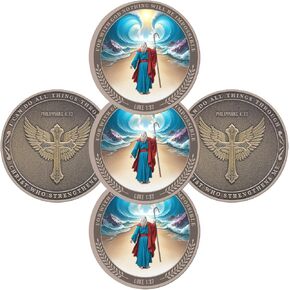 Motivational Christian Faith Challenge Coin – “for with God Nothing Will Be Impossible" Pocket Token, Luke 1:37 Scripture Medallion – Inspirational Christian Gift for Strength and Encouragement in Kuwait