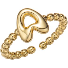 حلقات ZKJTEARY الأولية للنساء مطلية بالذهب عيار 18 قيراط بسيطة ABCDEJK-Z حلقة قابلة للتعديل على شكل حرف فقاعي مفتوحة خواتم إبهام أنيقة للنساء هدايا عيد الحب وعيد الميلاد in Kuwait