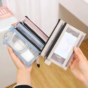 5Pcs Mini Zipper Mesh Bags, Double-layers Nylon Small Pouch Key Holder,Coin Purse,Card Holder,Portable Travel Makeup Cosmetic Mesh Zipper Bags For Lipstick,Earphone in Kuwait