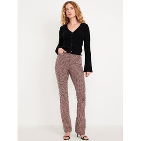 Old Navy High-Waisted Pixie Flare Pants - Brown Check in Kuwait