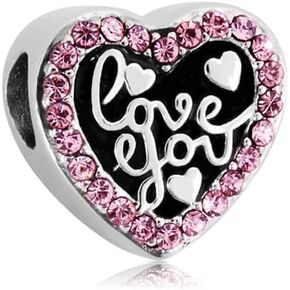 BlingNuts Love You Heart Charm Compatible with Pandora Charms Bracelets for Women Family Birthday Valentine's Day Birthstones Cubic Zirconia in Saudi Arabia