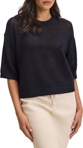 Velvet by Graham & Spencer Womens Vienna Cotton Cashmere Mesh Sweater in Saudi Arabia