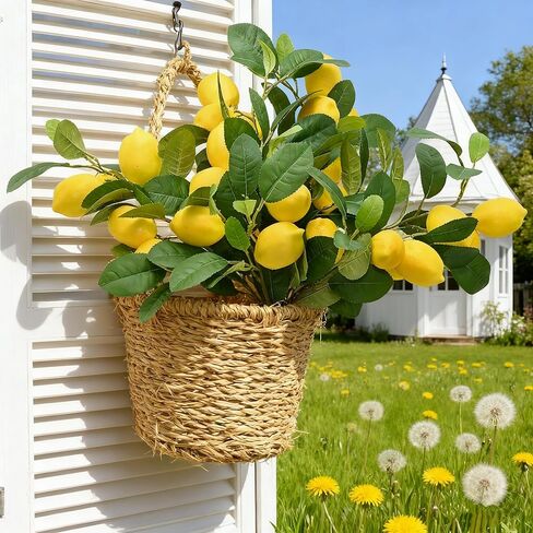 Cllenarun 4pcs 23.6-inch Artificial Lemon Branches, Lemon Stems Fake Lemons & Fake Limes for Lemon Party Decorations, Kitchen, Spring Summer Decor in Saudi Arabia