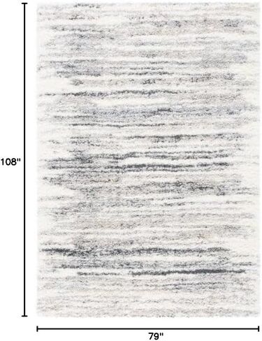 سجادة منطقة SAFAVIEH Fontana Shag Collection - 6'7" x 9'، عاجي ورمادي، تصميم حديث، لا يتساقط ويسهل العناية به، سمك 2 بوصة مثالي للمناطق ذات حركة المرور العالية في غرفة المعيشة وغرفة النوم (FNT850A) in Kuwait