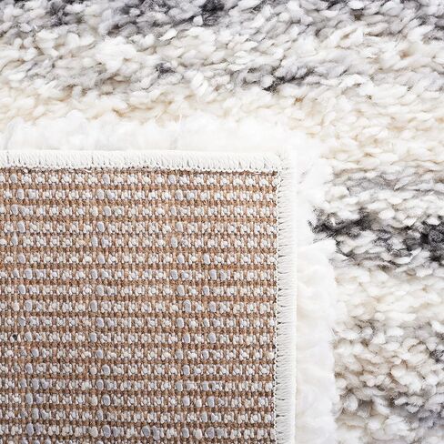سجادة منطقة SAFAVIEH Fontana Shag Collection - 6'7" x 9'، عاجي ورمادي، تصميم حديث، لا يتساقط ويسهل العناية به، سمك 2 بوصة مثالي للمناطق ذات حركة المرور العالية في غرفة المعيشة وغرفة النوم (FNT850A) in Kuwait