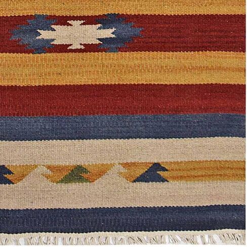 Hand Woven Flat Weave Kilim Wool ECO-Friendly Area Rugs - 2'6''x6', Runner Shape, Multicolor Color, Contemporary Modern Design, Low Pile Handmade Rugs for Living Room (D00124) in Saudi Arabia