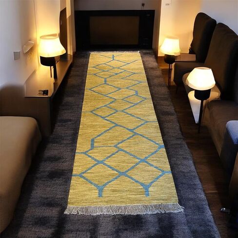 Afghan Handmade Kilim Runner Rug – Natural Wool Flatwoven Geometric Design | Hallway, Entryway & Kitchen Runner (2.5x7 ft) in Saudi Arabia