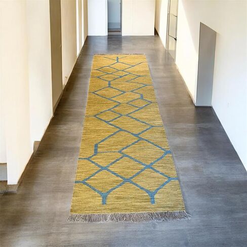 Afghan Handmade Kilim Runner Rug – Natural Wool Flatwoven Geometric Design | Hallway, Entryway & Kitchen Runner (2.5x7 ft) in Saudi Arabia