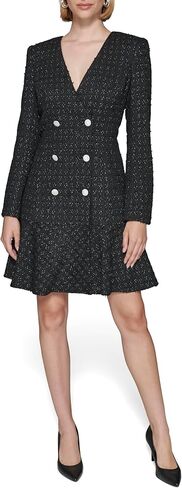 Karl Lagerfeld Womens Embellished Buttons Long Sleeve V Neck Blazer Dress in Saudi Arabia