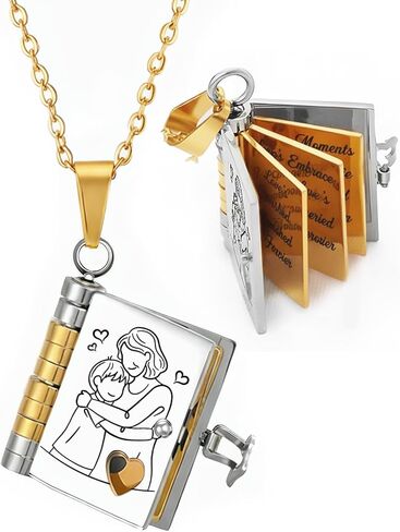 قلادة كتاب حفيد Aiuulu Treasured، مدلاة كتاب الفصل قابلة للتعديل لقلادة الابن الكبير من الجدة (الذهب الفضي) in Kuwait