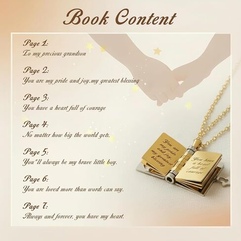 قلادة كتاب حفيد Aiuulu Treasured، مدلاة كتاب الفصل قابلة للتعديل لقلادة الابن الكبير من الجدة (الذهب الفضي) in Kuwait