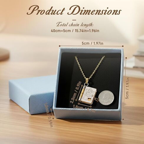 قلادة كتاب حفيد Aiuulu Treasured، مدلاة كتاب الفصل قابلة للتعديل لقلادة الابن الكبير من الجدة (الذهب الفضي) in Kuwait