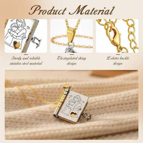 قلادة كتاب حفيد Aiuulu Treasured، مدلاة كتاب الفصل قابلة للتعديل لقلادة الابن الكبير من الجدة (الذهب الفضي) in Kuwait