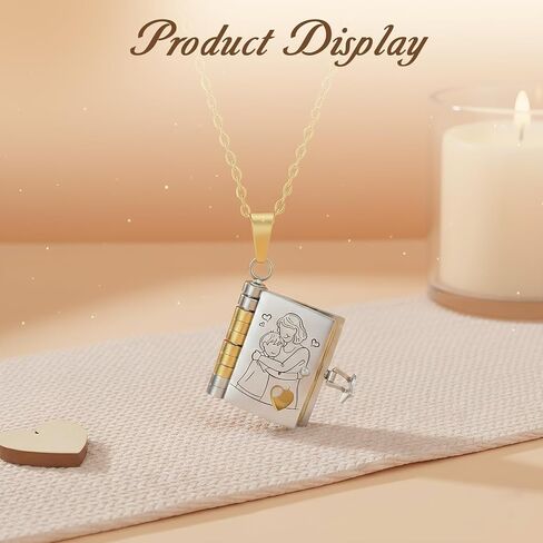 قلادة كتاب حفيد Aiuulu Treasured، مدلاة كتاب الفصل قابلة للتعديل لقلادة الابن الكبير من الجدة (الذهب الفضي) in Kuwait