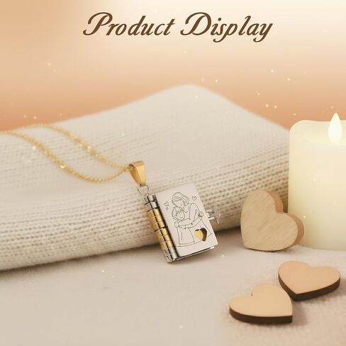 قلادة كتاب حفيد Aiuulu Treasured، مدلاة كتاب الفصل قابلة للتعديل لقلادة الابن الكبير من الجدة (الذهب الفضي) in Kuwait