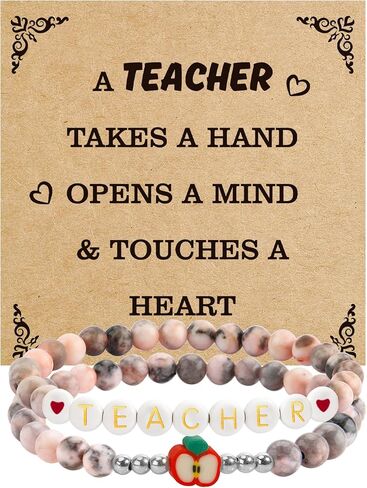 nuozodki Teacher Gifts for Women,Beaded Bracelets,Teacher Graduation End of Year Appreciation Retirement Personalized Farewell Christmas Valentines Day Thank You Birthday Gifts for Teachers in Saudi Arabia