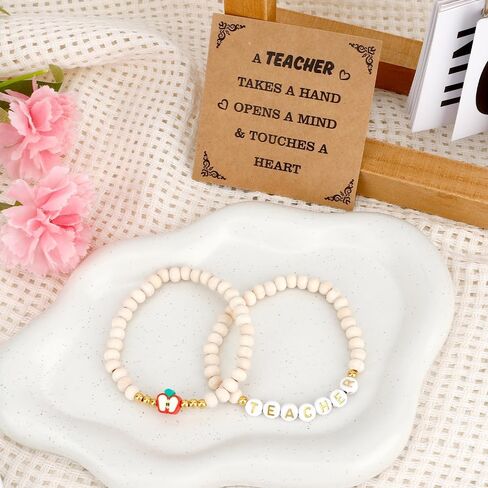 nuozodki Teacher Gifts for Women,Beaded Bracelets,Teacher Graduation End of Year Appreciation Retirement Personalized Farewell Christmas Valentines Day Thank You Birthday Gifts for Teachers in Saudi Arabia