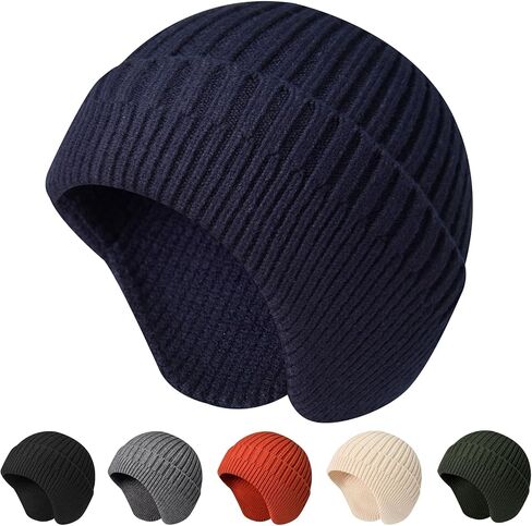 NAHOSY Beanie Hat with Earflap for Men Women, Soft Warm Knit Skull Caps Unisex Fashion Outdoor Winter Hats in Saudi Arabia