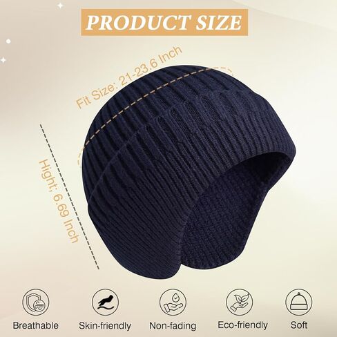 NAHOSY Beanie Hat with Earflap for Men Women, Soft Warm Knit Skull Caps Unisex Fashion Outdoor Winter Hats in Saudi Arabia