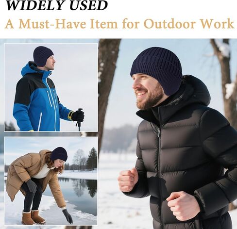 NAHOSY Beanie Hat with Earflap for Men Women, Soft Warm Knit Skull Caps Unisex Fashion Outdoor Winter Hats in Saudi Arabia