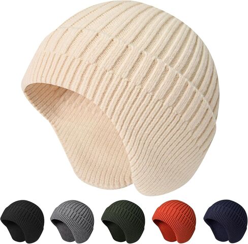 NAHOSY Beanie Hat with Earflap for Men Women, Soft Warm Knit Skull Caps Unisex Fashion Outdoor Winter Hats in Saudi Arabia