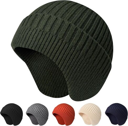 NAHOSY Beanie Hat with Earflap for Men Women, Soft Warm Knit Skull Caps Unisex Fashion Outdoor Winter Hats in Saudi Arabia