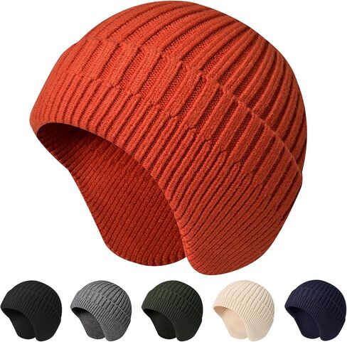 NAHOSY Beanie Hat with Earflap for Men Women, Soft Warm Knit Skull Caps Unisex Fashion Outdoor Winter Hats in Saudi Arabia