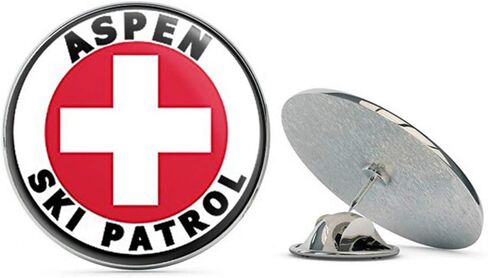 NYC Jewellers Round Aspen SKI Patrol (كولورادو كو سنو) معدن 0.75 بوصة طية صدر السترة قبعة دبوس ربط دبوس خلفي in Saudi Arabia