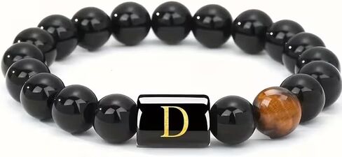 Stylish Capital Letter Tiger Eye Stone Elastic Bracelet –Gift for Husband, Boyfriend on Birthday, Valentine's Day, Father's Day in Saudi Arabia
