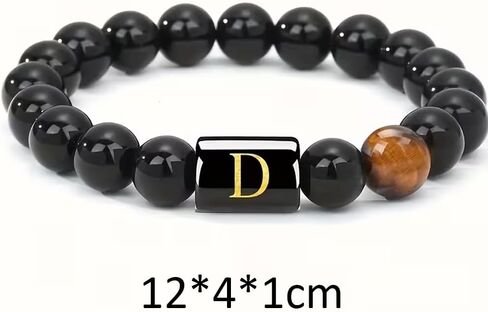 Stylish Capital Letter Tiger Eye Stone Elastic Bracelet –Gift for Husband, Boyfriend on Birthday, Valentine's Day, Father's Day in Saudi Arabia