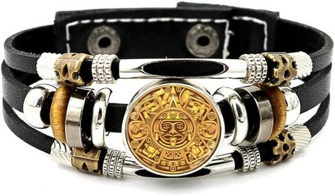 Cioaqpyirow Mayan Calendar Antique Bracelet Sparkling Bracelet Aztec Calendar Bangle Mayan Calendar Jewelry (A1, 2CM) in Saudi Arabia