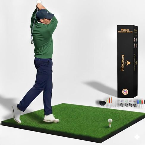 38mm Premium 5x4 Golf Mat- Trusted by PGA Pros, Extra Thick Grass Turf for Indoor/Outdoor Practice - Durable, Non-Slip Design Including Golf Accessories - Golf Gifts for Men, Women, Kids in Saudi Arabia