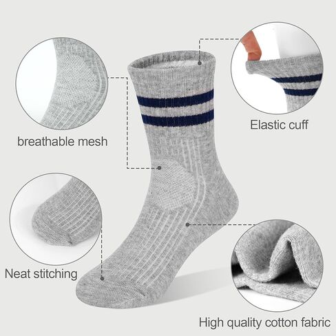 GENTABY 12 Pairs Boys Toddler Socks, Crew Kids Socks Breathable Athletic Sock with Retro Stripes (1-12 Years) in Saudi Arabia