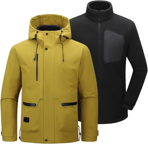 QISENWEI Unisex Waterproof 3 In 1 Ski Coat,Windbreaker Snow Coat Winter Jacket,Fleece Coat in Saudi Arabia
