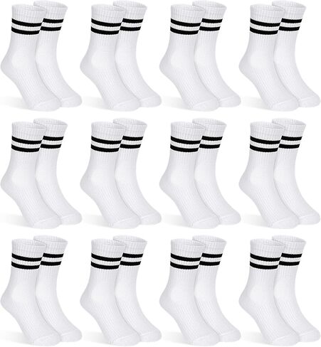 GENTABY 12 Pairs Boys Toddler Socks, Crew Kids Socks Breathable Athletic Sock with Retro Stripes (1-12 Years) in Saudi Arabia