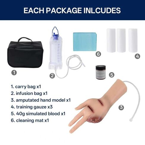 نموذج يد مقطوع للإصبع المبتور، مدرب تعبئة جروح الإصبع، مجموعة أدوات تدريب النزيف للعناية بالجروح، والطوارئ والإسعافات الأولية in Kuwait