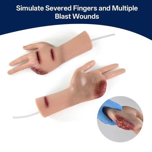 نموذج يد مقطوع للإصبع المبتور، مدرب تعبئة جروح الإصبع، مجموعة أدوات تدريب النزيف للعناية بالجروح، والطوارئ والإسعافات الأولية in Kuwait