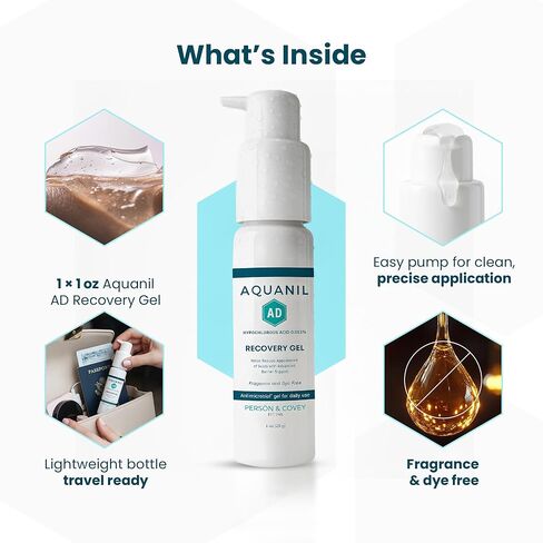 جل Aquanil AD Recovery - جل العناية بالندبات للوجه والجسم، خالي من العطور والصبغة، مناسب لجميع أنواع البشرة، يدعم ظهور الندبات وعلامات حب الشباب وملمس البشرة غير المتساوي - مضخة 1 أونصة in Kuwait