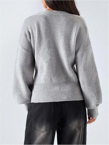 Verdusa Women's Fall Outfits Tie Knot Wrap Cardigan Lantern Knitted Sweater in Saudi Arabia