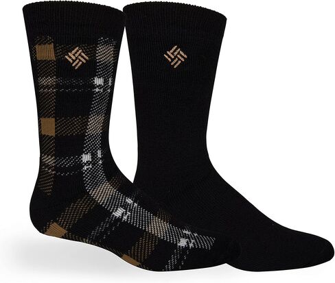 Columbia Medium Weight Buffalo Plaid Thermal Crew Socks 2 Pair, Black, One Size in Saudi Arabia